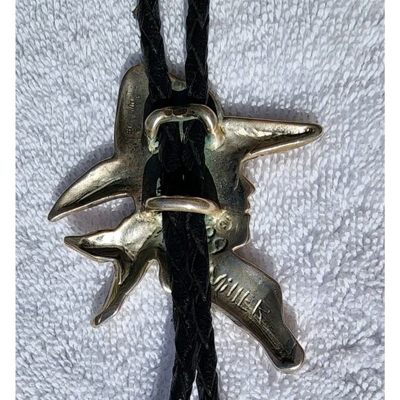 Vintage 1989 Roger Miller Cowboy Bolo Tie Sterling Silver Southwestern Navajo - Picture 4 of 14